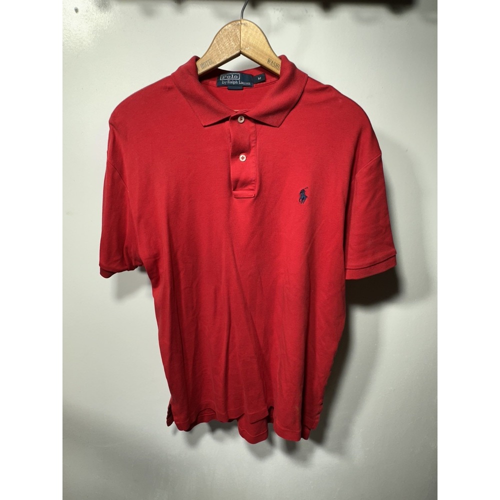 Polo Ralph Lauren VINTAGE MW22 Knit Short Sleeve Polo Shirt Red Men's Medium